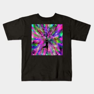 Inspirational Yoga Tree Pose Graphic Motivational Design Yoga Lover Gift Kids T-Shirt